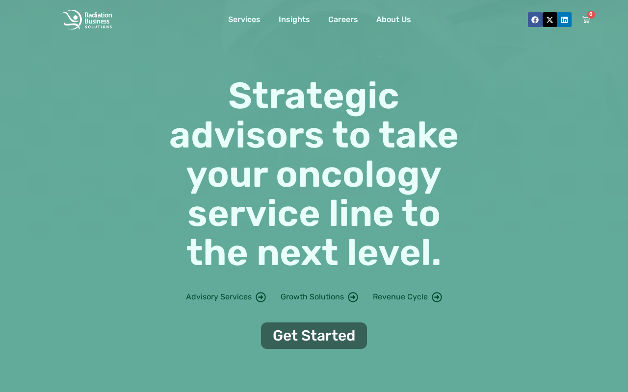 Radiation Business website homepage