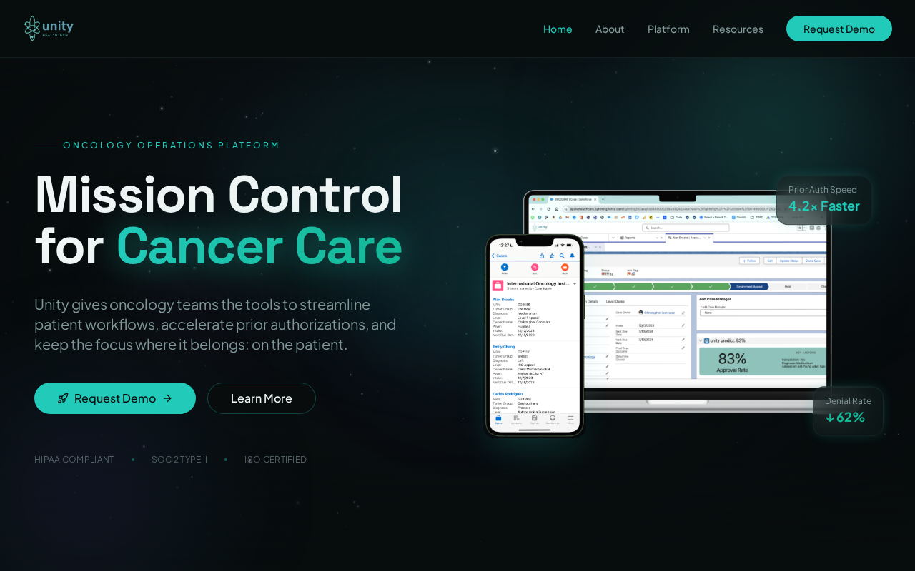 Unity Health Tech website homepage